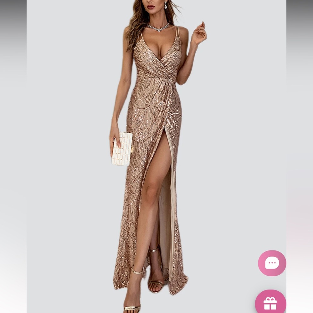 Formal gold sequin gown